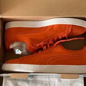 Puma orange suede sneakers